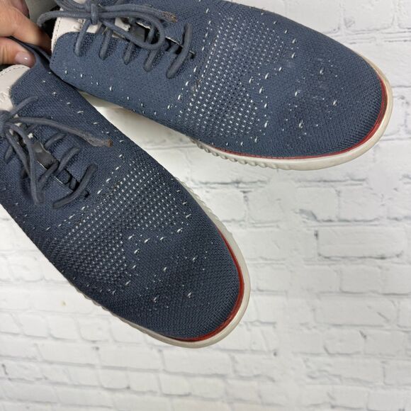 Cole Haan Zerogrand Lace Up Oxford Men Size 10 Knit Blue Stitchlite Wingtip Shoe